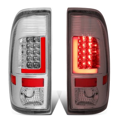 Ford F250 Super Duty 2008-2016 Chrome Custom LED Tail Lights Red Tube