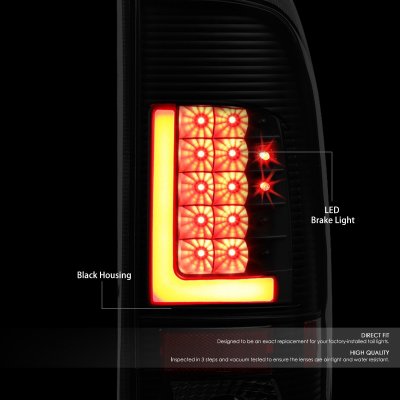 Ford F250 Super Duty 1999-2007 Black LED Tail Lights Tube