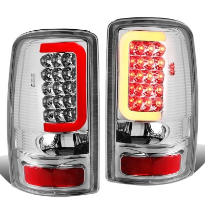 Chevy Tahoe 2000-2006 Chrome LED Tail Lights Red Tube