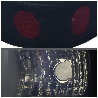Chevy Silverado 1999-2002 Black Smoked LED Tail Lights Red Tube