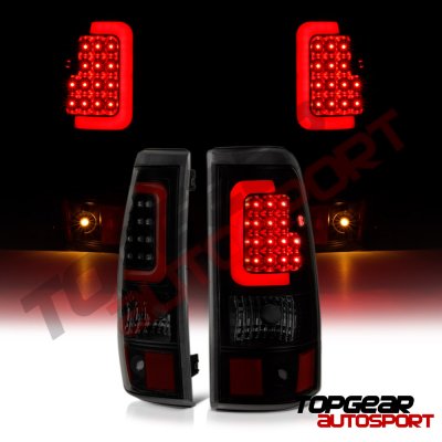Chevy Silverado 1500HD 2003-2006 Black Smoked LED Tail Lights Red Tube
