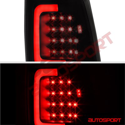 Chevy Silverado 1500HD 2003-2006 Black Smoked LED Tail Lights Red Tube