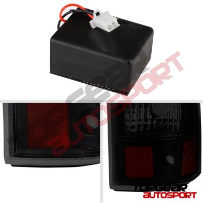 Chevy Silverado 3500 2003-2006 Black Smoked LED Tail Lights Red Tube