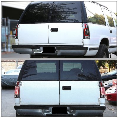 Chevy 3500 Pickup 1988-1998 Black LED Tail Lights Red Tube