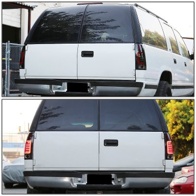 Cadillac Escalade 1999-2000 Black Smoked LED Tail Lights Red Tube