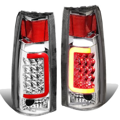 Chevy Suburban 1992-1999 Chrome LED Tail Lights Red Tube