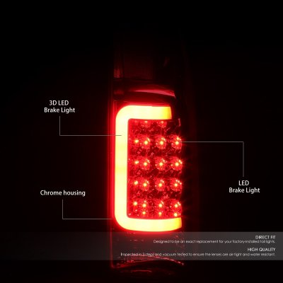 Chevy Suburban 1992-1999 Smoked LED Tail Lights Red Tube