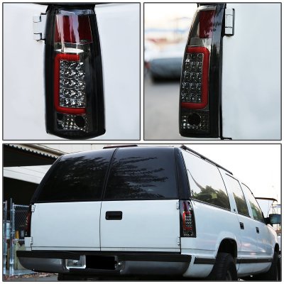 GMC Sierra 2500 1988-1998 Smoked LED Tail Lights Red Tube