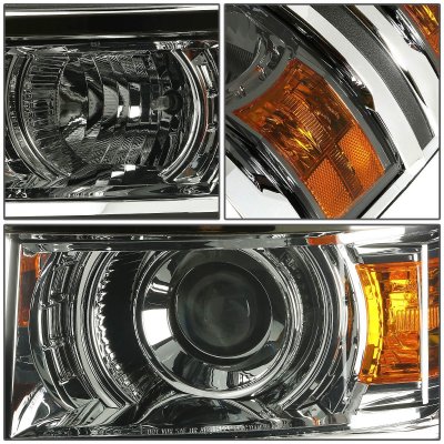 Chevy Silverado 1500 2014-2015 Smoked Projector Headlights