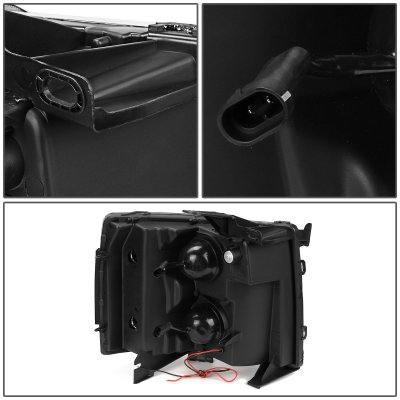 Chevy Silverado 2007-2013 Black LED DRL Projector Headlights
