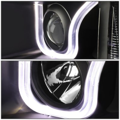 Chevy Silverado 2007-2013 Black LED DRL Projector Headlights