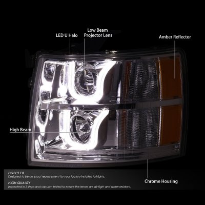 Chevy Silverado 3500HD 2007-2014 LED DRL Projector Headlights