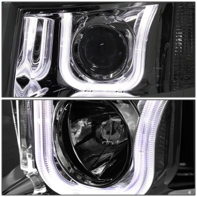 Chevy Silverado 2007-2013 Smoked LED DRL Projector Headlights