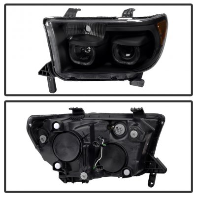 Toyota Tundra 2007-2013 Black Smoked Halo Projector Headlights