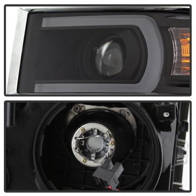 Chevy Silverado 1500 2014-2015 Black LED DRL Tube Projector Headlights