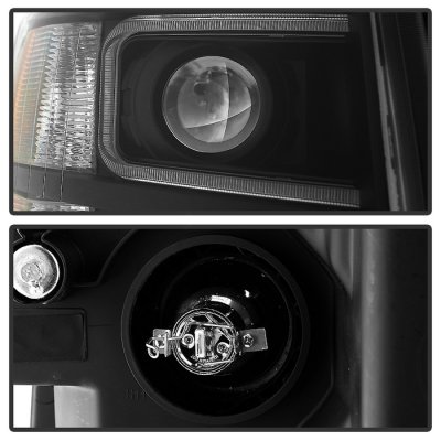 Chevy Silverado 2007-2013 Black LED DRL Projector Headlights