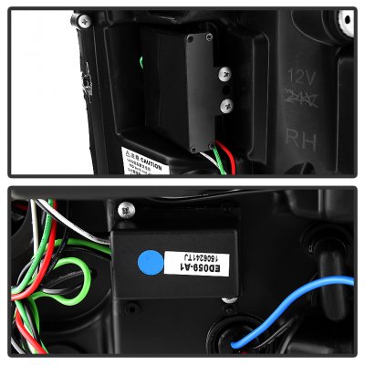 GMC Sierra 3500HD 2015-2018 Black LED Signature DRL Projector Headlights