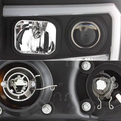 GMC Sierra 2500HD 2007-2014 Black LED DRL Projector Headlights