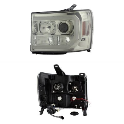 GMC Sierra 2500HD 2007-2014 Smoked LED DRL Projector Headlights
