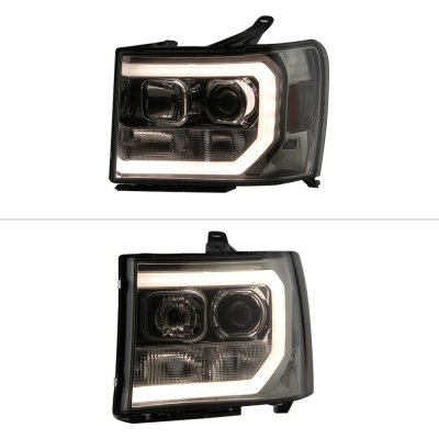 GMC Sierra 2500HD 2007-2014 Smoked LED DRL Projector Headlights