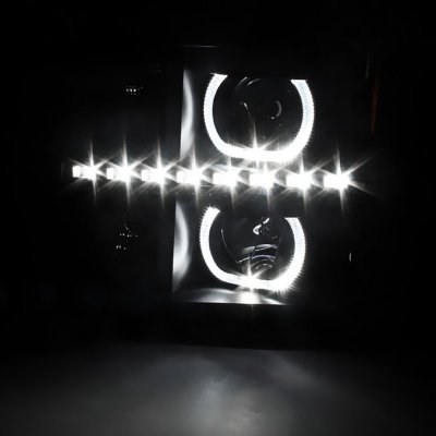 GMC Sierra 2500HD 2007-2014 Black Smoked Halo Projector Headlights LED