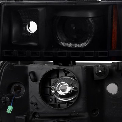 GMC Sierra 3500HD 2007-2014 Black Smoked Halo Projector Headlights LED