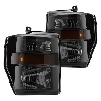 Ford F350 Super Duty 2008-2010 Black Smoked Headlights