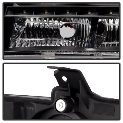 Chevy Suburban 2007-2014 Black Halo Projector Headlights LED