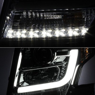 Chevy Suburban 2015-2020 Smoked LED DRL Projector Headlights