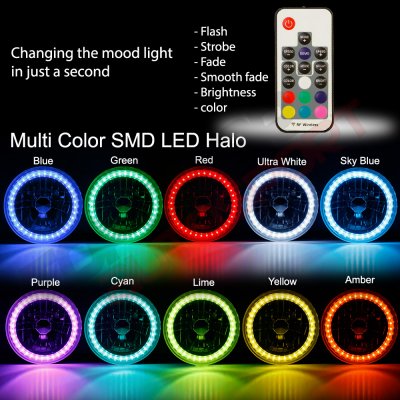 Mazda Miata 1990-1997 Color SMD Black Chrome LED Headlights Kit Remote