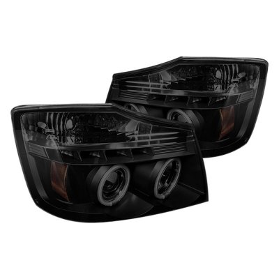 Nissan Titan 2004-2015 Black Smoked CCFL Halo Projector Headlights LED