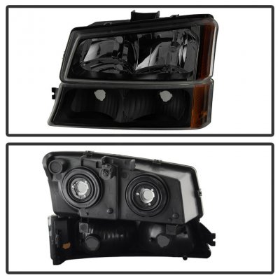 Chevy Silverado 3500 2003-2006 Black Smoked Headlights Bumper Lights
