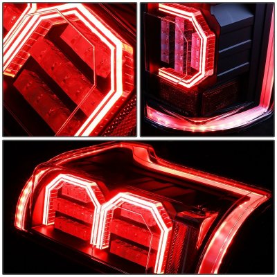 Ford F150 2015-2017 Black LED Tail Lights Outline