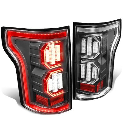 Ford F150 2015-2017 Black LED Tail Lights Outline
