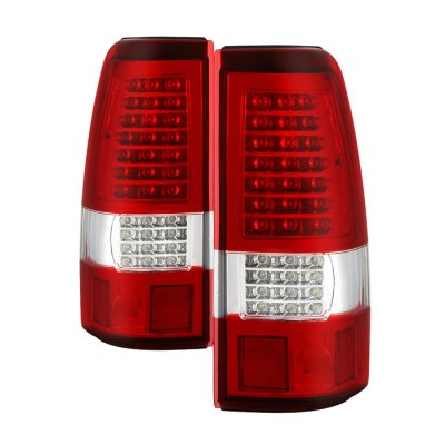 Chevy Silverado 3500 2003-2006 Red Clear Custom Full LED Tail Lights
