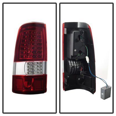 Chevy Silverado 3500 2003-2006 Red Clear Custom Full LED Tail Lights