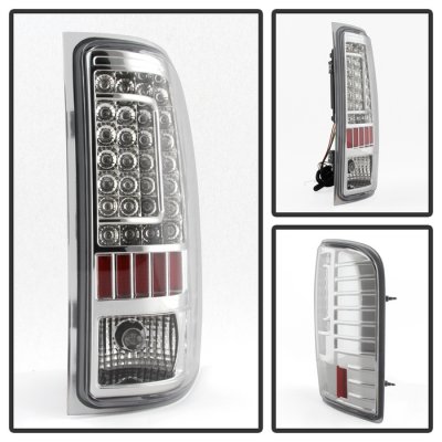 Chevy Silverado 3500HD 2007-2014 Chrome C-Custom LED Tail Lights