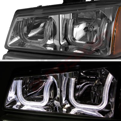Chevy Silverado 2500HD 2003-2006 Smoked LED DRL Headlights Bumper Lights LED Tail Lights Red Tube