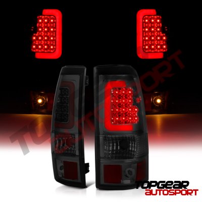Chevy Silverado 2500 2003-2004 Smoked LED Tail Lights Red Tube