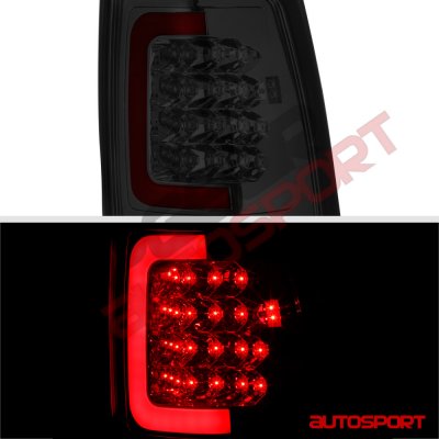 Chevy Silverado 2500 2003-2004 Smoked LED Tail Lights Red Tube