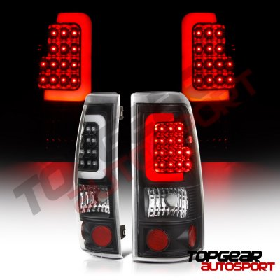 Chevy Silverado 1500HD 2001-2002 Black LED Tail Lights Tube
