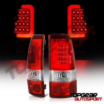 Chevy Silverado 3500 2003-2006 Black LED DRL Headlights Set LED Tail Lights Red Tube