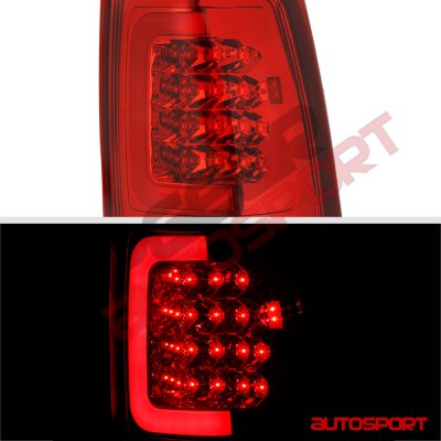 Chevy Silverado 2500HD 2003-2006 LED DRL Headlights Set LED Tail Lights Red Tube