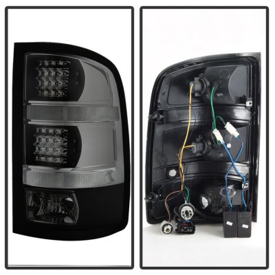 GMC Sierra 3500HD 2007-2014 Black Smoked LED Tail Lights