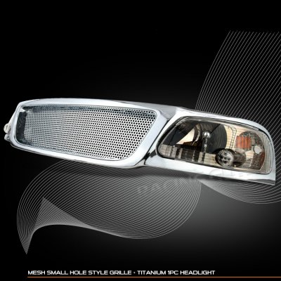 Ford Expedition 1999-2002 Chrome Grille and Smoked Headlights Set