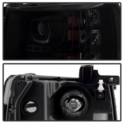 Chevy Silverado 2500HD 2007-2014 Black Smoked Halo LED DRL Projector Headlights