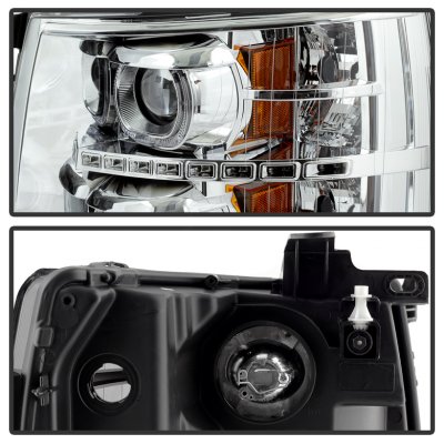 Chevy Silverado 2007-2013 Halo LED DRL Projector Headlights