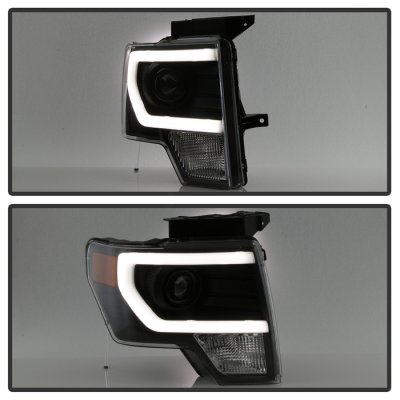 Ford F150 2009-2014 Black DRL Tube Projector Headlights