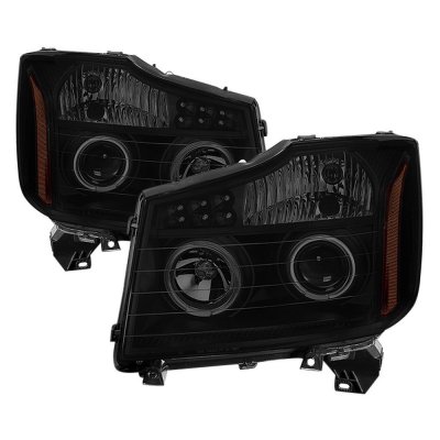 Smoke LED Halo Projector Headlights For 2007-2010 Ford Edge – Pair (Left+Right)