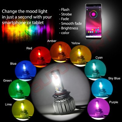 Acura Integra 1986-1989 H4 Color LED Headlight Bulbs App Remote